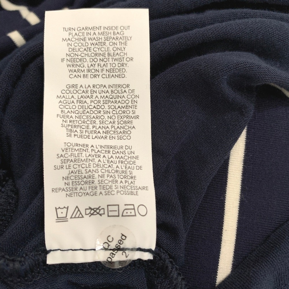 Cabi Handkerchief Hem Skirt Women Size L Navy White Striped Asymmetrical Pull On - Picture 9 of 9